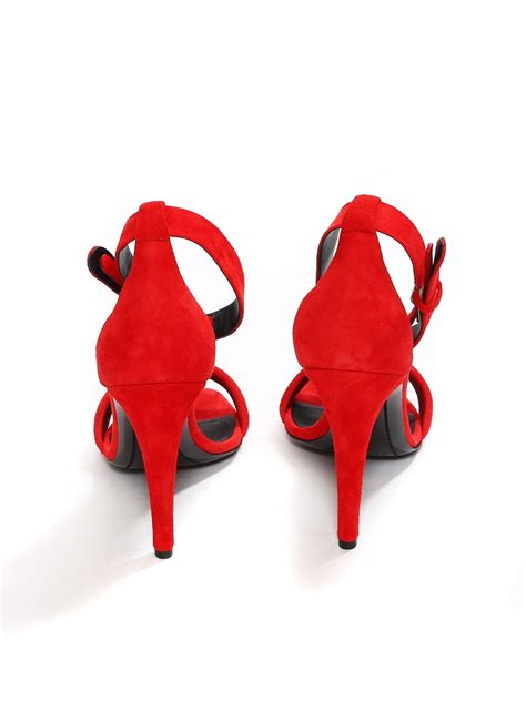 celine red suede ankle strap sandals|celine shoes for women.